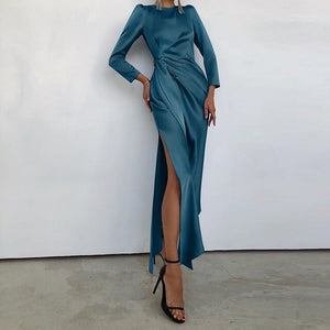 Celmia Sexy Bodycon Dress Women Elegant Satin Belted Maxi Vestidos