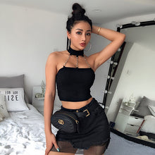 Load image into Gallery viewer, Chain Halter Crop Tops Camis Bodycon Sexy Women Summer Backless Tanks