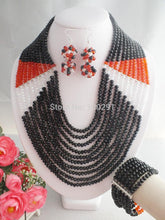 Load image into Gallery viewer, Charm crystal necklace  African Beads  necklace set,Black Crystal - Sophornlilly