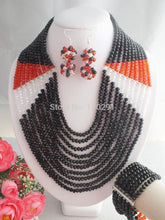 Load image into Gallery viewer, Charm crystal necklace  African Beads  necklace set,Black Crystal - Sophornlilly