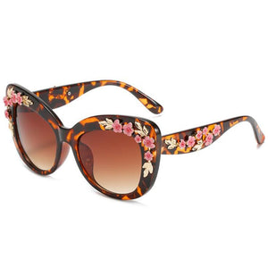 Charming 3D Flower Cat Eye Sunglasses