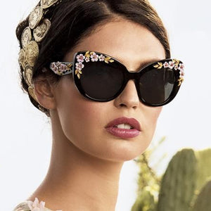 Charming 3D Flower Cat Eye Sunglasses