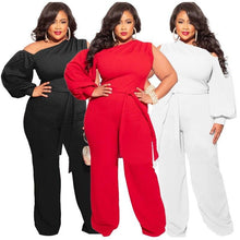 Load image into Gallery viewer, Charming Women Solid Slash Neck Jumpsuits Plus Size Lady Asymmetrical - Sophornlilly