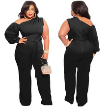 Load image into Gallery viewer, Charming Women Solid Slash Neck Jumpsuits Plus Size Lady Asymmetrical - Sophornlilly