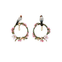 Load image into Gallery viewer, Cherry Blossom Bird Enamel Glaze Pink Peach Blossom Bird Ear Earrings