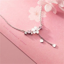 Load image into Gallery viewer, Cherry Flower Shell Long Tassel Necklace Sweet Heart Pendant