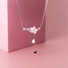 Load image into Gallery viewer, Cherry Flower Shell Long Tassel Necklace Sweet Heart Pendant