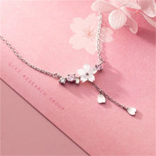 Load image into Gallery viewer, Cherry Flower Shell Long Tassel Necklace Sweet Heart Pendant