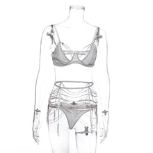 Load image into Gallery viewer, Chic Hot Drilling Women Three Piece Sets Low Cut Backless Bra Sexy
