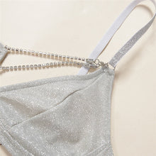 Load image into Gallery viewer, Chic Hot Drilling Women Three Piece Sets Low Cut Backless Bra Sexy