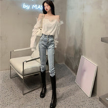 Load image into Gallery viewer, Chic Lace Shirts Ladies Casual Slash Neck Blouse and Tops Women Long