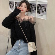 Load image into Gallery viewer, Chic Lace Shirts Ladies Casual Slash Neck Blouse and Tops Women Long