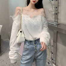 Load image into Gallery viewer, Chic Lace Shirts Ladies Casual Slash Neck Blouse and Tops Women Long