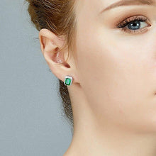 Load image into Gallery viewer, Chic Square Green Crystal Emerald Gemstones Diamonds Stud Earrings for - Sophornlilly