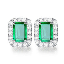 Load image into Gallery viewer, Chic Square Green Crystal Emerald Gemstones Diamonds Stud Earrings for - Sophornlilly