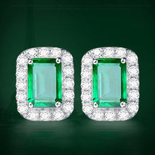 Load image into Gallery viewer, Chic Square Green Crystal Emerald Gemstones Diamonds Stud Earrings for - Sophornlilly