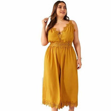 Load image into Gallery viewer, Chic Women Solid Casual Jumpsuits Spaghetti Strap Lace Patchwork Deep - Sophornlilly