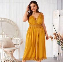 Load image into Gallery viewer, Chic Women Solid Casual Jumpsuits Spaghetti Strap Lace Patchwork Deep - Sophornlilly