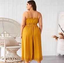 Load image into Gallery viewer, Chic Women Solid Casual Jumpsuits Spaghetti Strap Lace Patchwork Deep - Sophornlilly
