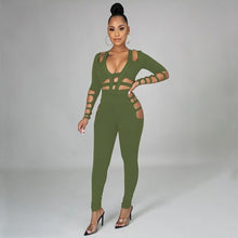 Load image into Gallery viewer, Sexy Jumpsuit Women Long Sleeve Bodysuit Hollow Out Bandage - Sophornlilly