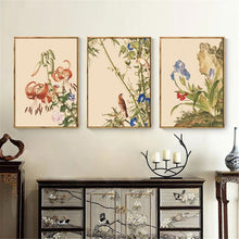 Load image into Gallery viewer, Chinese Style Flower and Birds Art Vintage Canvas Poster Picture Wall