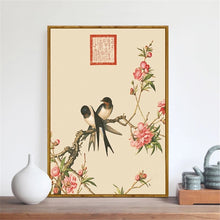 Load image into Gallery viewer, Chinese Style Flower and Birds Art Vintage Canvas Poster Picture Wall