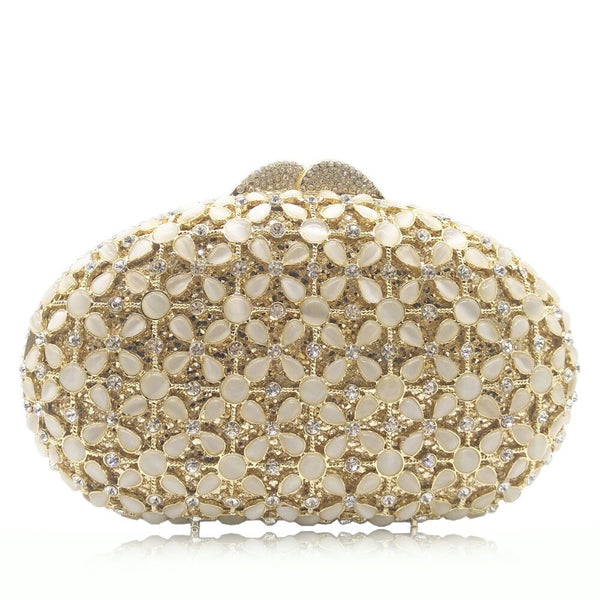 Women Gold Silver Crystals Clutch Bag Evening Clutch