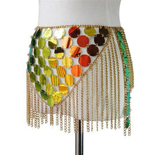 Load image into Gallery viewer, Circle Sequins Backless Camis For Lady Shiny Hollow Out Metal Chain