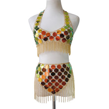 Load image into Gallery viewer, Circle Sequins Backless Camis For Lady Shiny Hollow Out Metal Chain