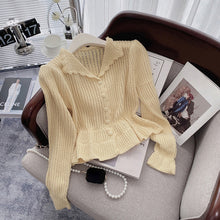 Load image into Gallery viewer, Cardigan Cropped Sweater Hollow Out Thin