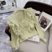 Load image into Gallery viewer, Cardigan Sweater Chic Shirt Ruffled Spring Autumn