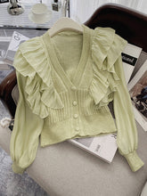 Load image into Gallery viewer, Cardigan Sweater Chic Shirt Ruffled Spring Autumn