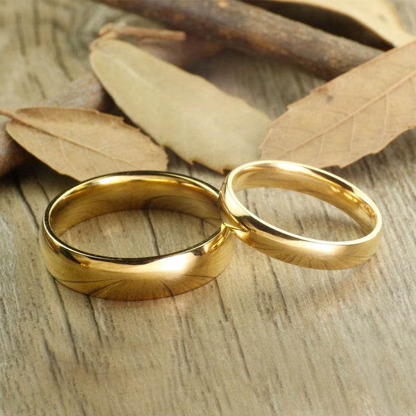 Classic Gold Color Tungsten Carbide Wedding Rings for Couple 6mm for