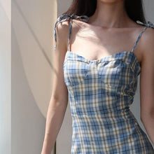 Load image into Gallery viewer, New Mini Dress Retro Blue Plaid Fishtail Skirt French - Sophornlilly