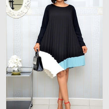 Load image into Gallery viewer, Color Block Patchwork Pleated Summer Dress Women African Irregular - Sophornlilly