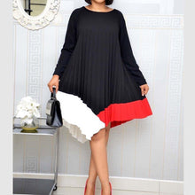 Load image into Gallery viewer, Color Block Patchwork Pleated Summer Dress Women African Irregular - Sophornlilly