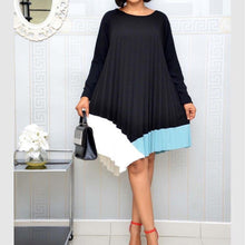 Load image into Gallery viewer, Color Block Patchwork Pleated Summer Dress Women African Irregular - Sophornlilly