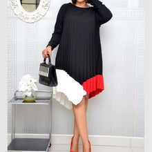 Load image into Gallery viewer, Color Block Patchwork Pleated Summer Dress Women African Irregular - Sophornlilly