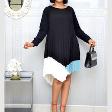 Load image into Gallery viewer, Color Block Patchwork Pleated Summer Dress Women African Irregular - Sophornlilly