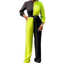 Load image into Gallery viewer, Color Block Splicing Rompers Womens Jumpsuit Elegnant Long Sleeve - Sophornlilly