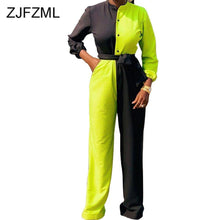 Load image into Gallery viewer, Color Block Splicing Rompers Womens Jumpsuit Elegnant Long Sleeve - Sophornlilly