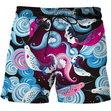 Load image into Gallery viewer, Colorful animal print beach board shorts funny 3D printed mens casual