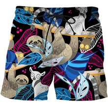 Load image into Gallery viewer, Colorful animal print beach board shorts funny 3D printed mens casual