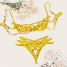 Load image into Gallery viewer, Comeondear Lace Bra Set Straps Women Hollow Out Sexy Costumes XL Black
