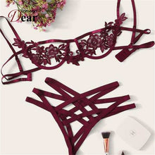 Load image into Gallery viewer, Comeondear Lace Bra Set Straps Women Hollow Out Sexy Costumes XL Black