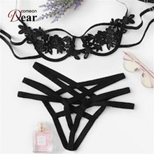 Load image into Gallery viewer, Comeondear Lace Bra Set Straps Women Hollow Out Sexy Costumes XL Black