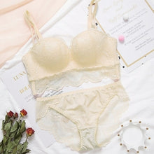 Load image into Gallery viewer, Comfortable Gathering Sexy Underwear Suit push up bra Ring free lace