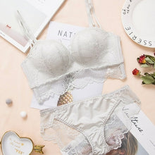 Load image into Gallery viewer, Comfortable Gathering Sexy Underwear Suit push up bra Ring free lace