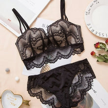 Load image into Gallery viewer, Comfortable Gathering Sexy Underwear Suit push up bra Ring free lace