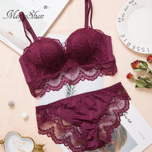 Load image into Gallery viewer, Comfortable Gathering Sexy Underwear Suit push up bra Ring free lace
